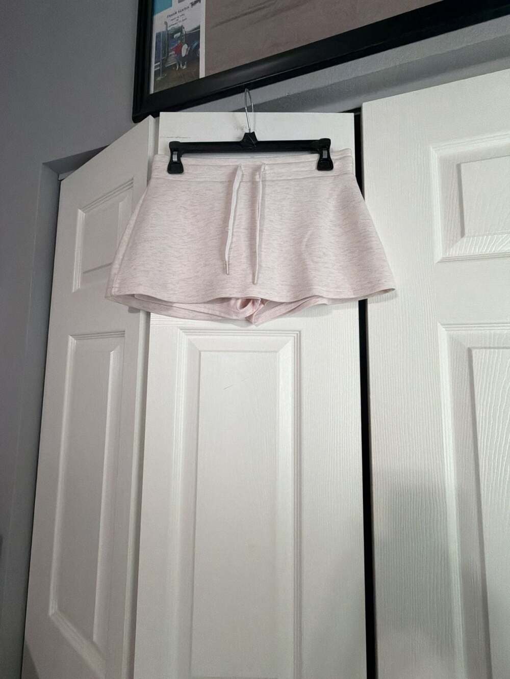 Ocean Drive Drawstring Waist Lounge Skort in Heathered Light Pink
